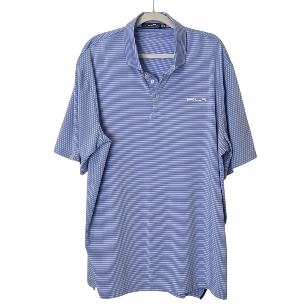 Ralph Lauren RLX Men’s XXL Polo Striped Athletic Short Sleeved Shirt Wicking